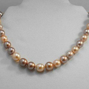Natural Multi-Color Culture Pearl Necklace 9.1-12mm W/G